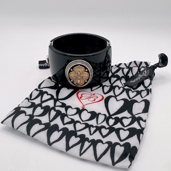 Brighton MONARCH DREAM Black Hinged Bangle Bracelet w Crystal Ornament - Picture 2 of 10